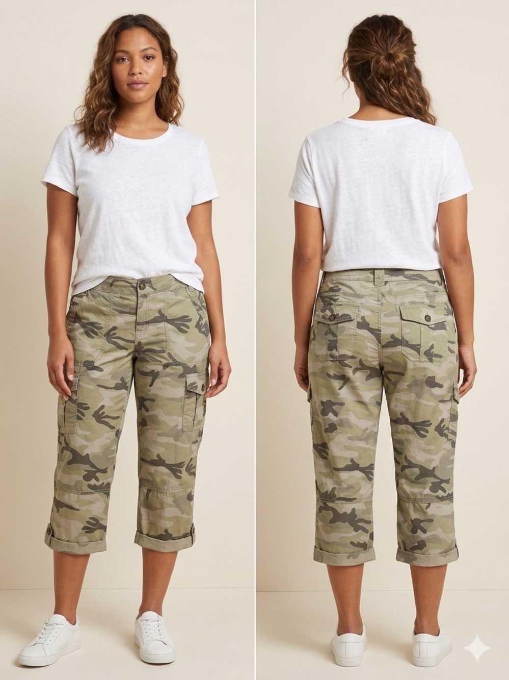 SO Green Camouflage Cropped Cargo Pants